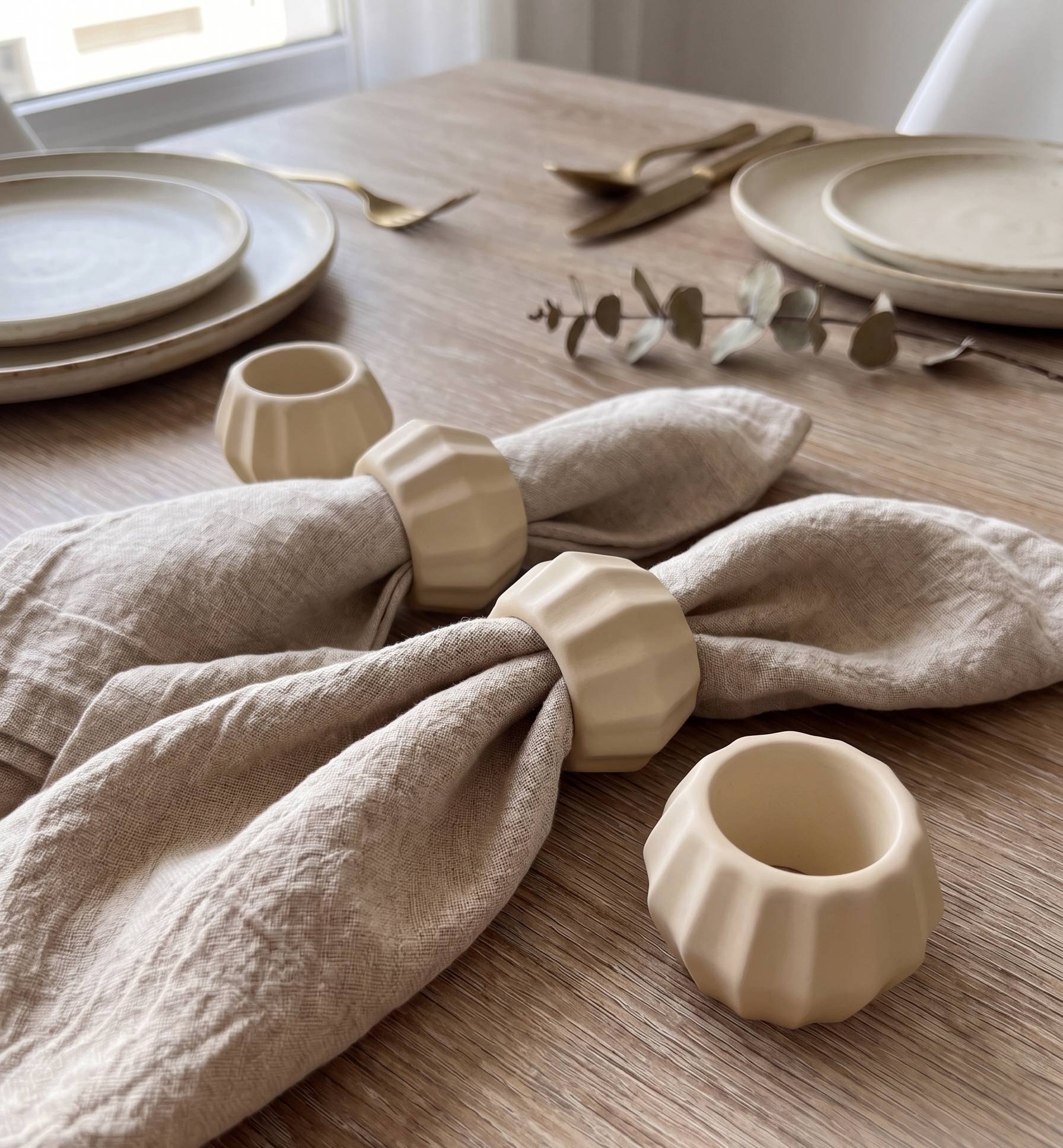 SET SERVILLETEROS ÉBANO BEIGE x6 unidades