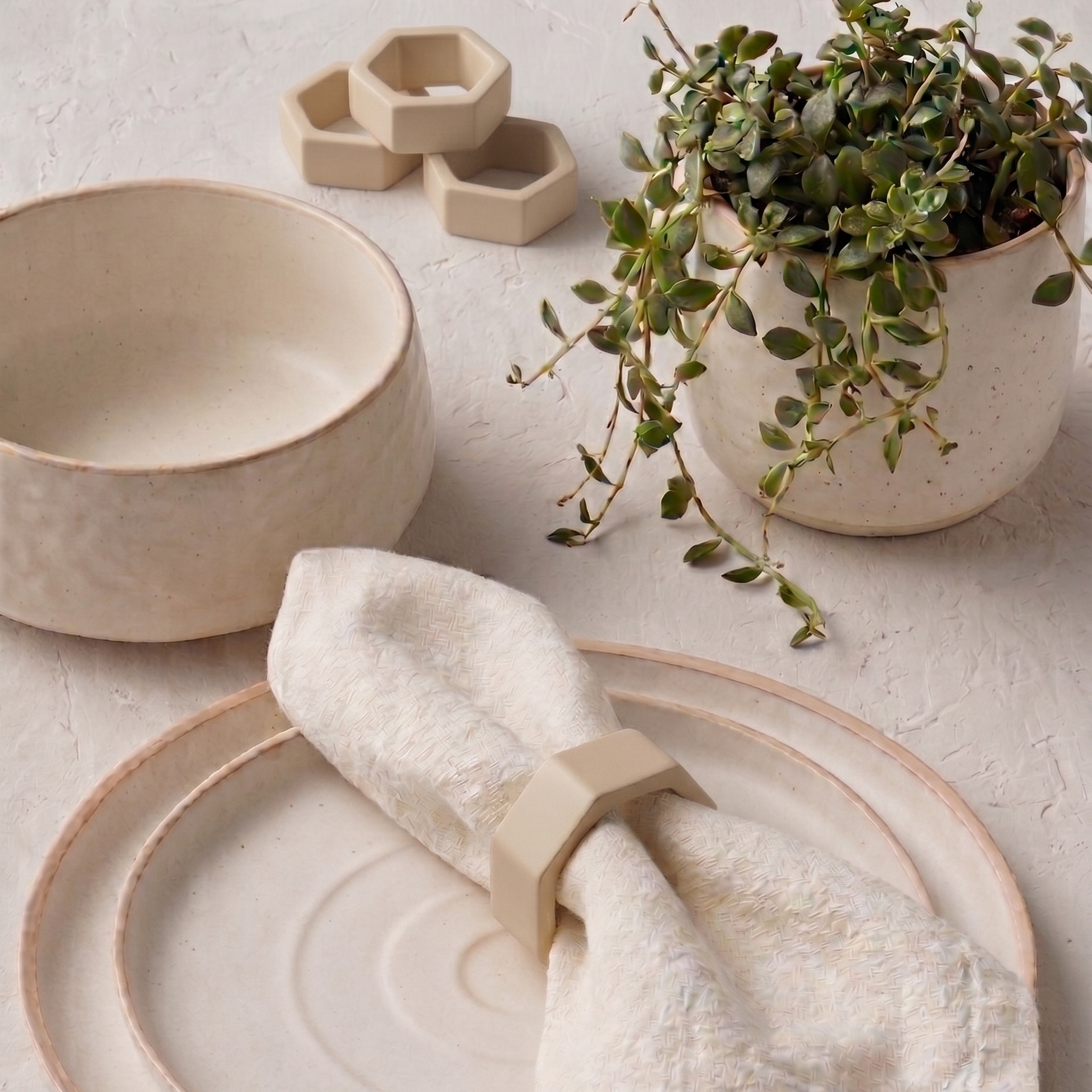 SET SERVILLETEROS NUDO BEIGE x6 unidades